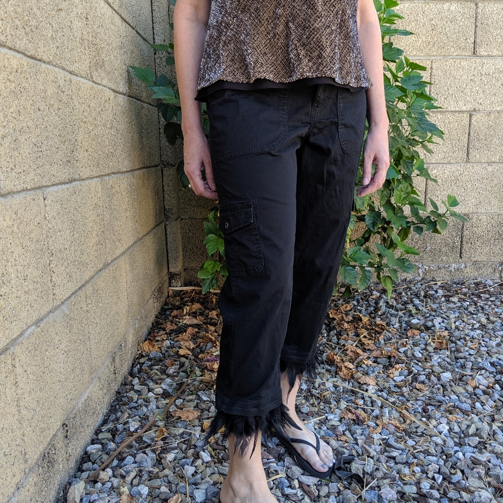 Feather trimmed pants